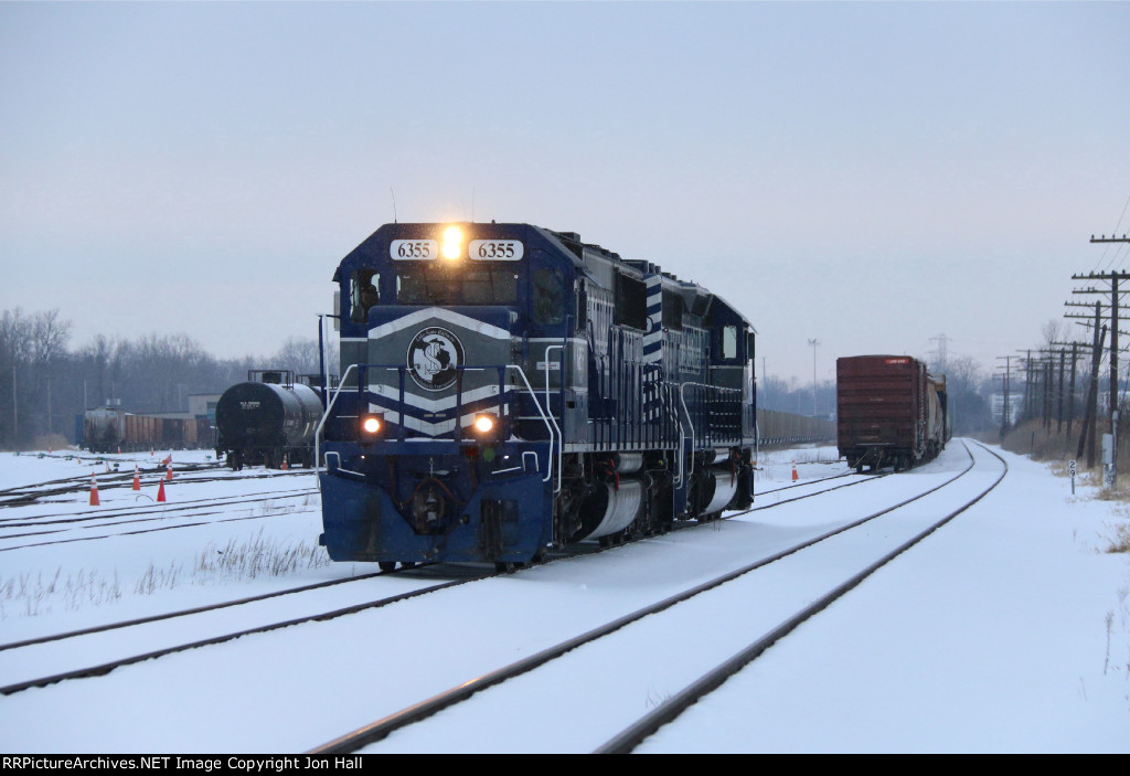 6355 & 6303 roll back to get tied on to the outbound train in the pass